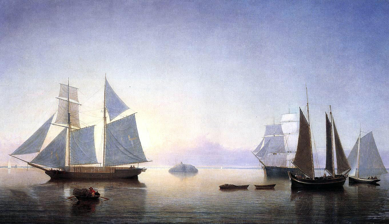  Fitz Hugh Lane Becalmed off Halfway Rock - Hand Painted Oil Painting