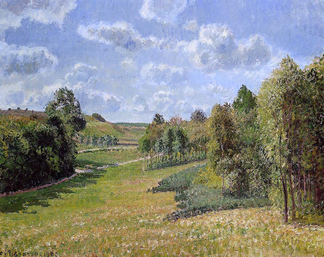  Camille Pissarro Berneval Meadows, Morning - Hand Painted Oil Painting