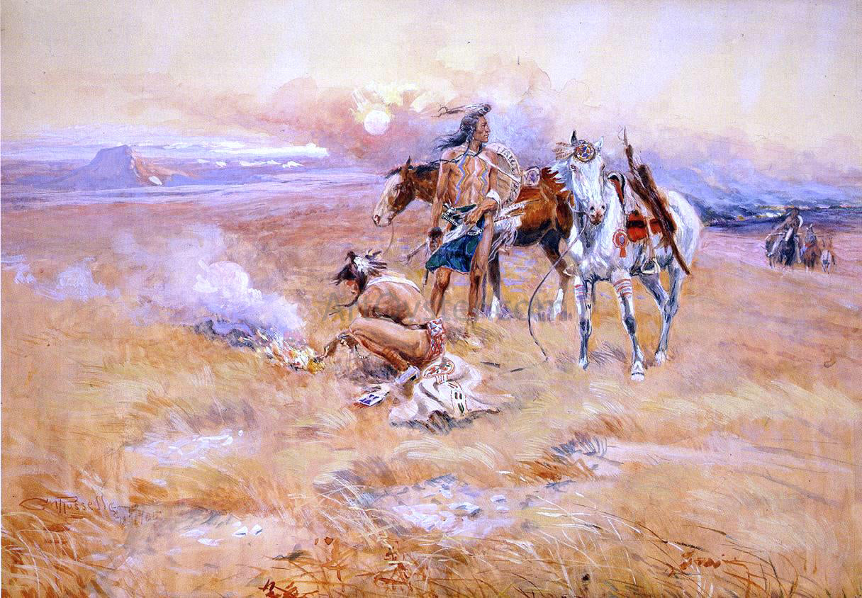 Charles Marion Russell Blackfeet Burning Crow Buffalo Range - Hand Painted Oil Painting