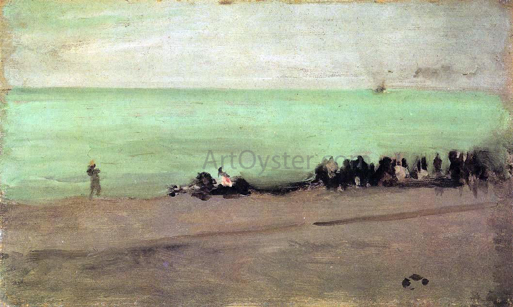  James McNeill Whistler Blue and Silver: Boat Entering Pourville - Hand Painted Oil Painting