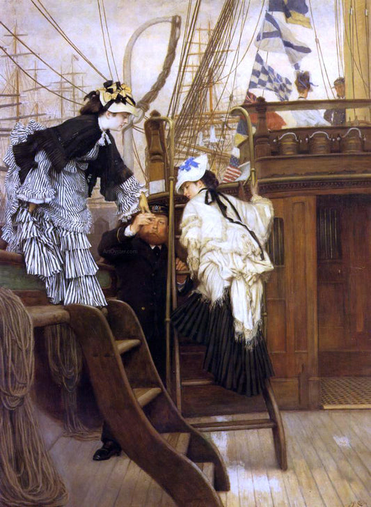  James Tissot Boarding the Yacht - Hand Painted Oil Painting