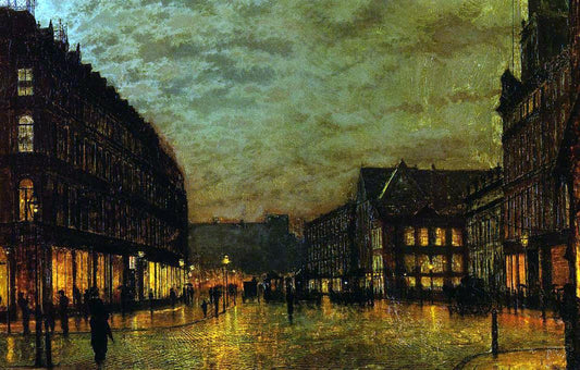  John Atkinson Grimshaw Boars Lane, Leeds by Lamplight - Hand Painted Oil Painting