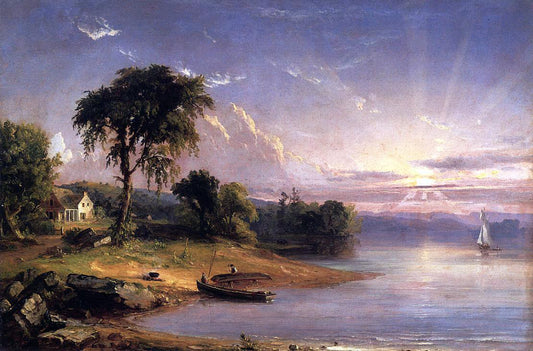  Jasper Francis Cropsey Boat Caulking on Greenwood Lake - Hand Painted Oil Painting