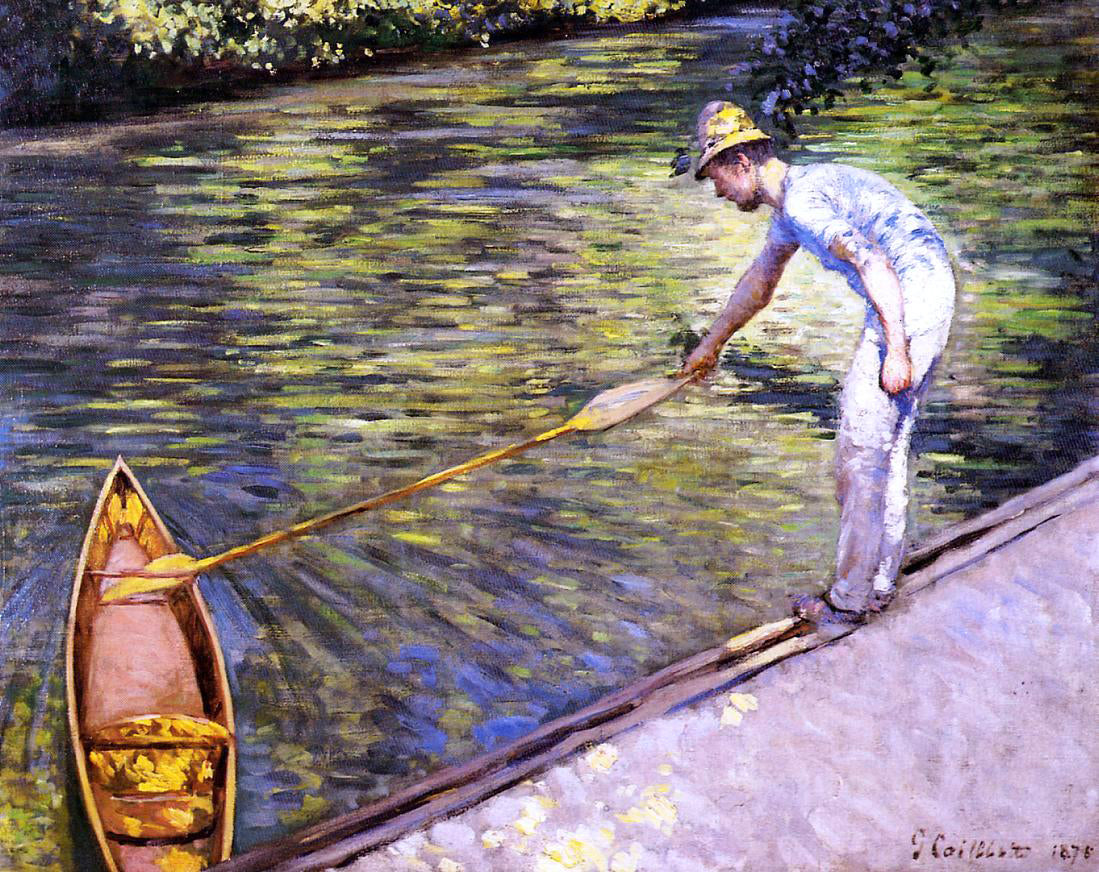  Gustave Caillebotte Boater Pulling on His Perissoire - Hand Painted Oil Painting