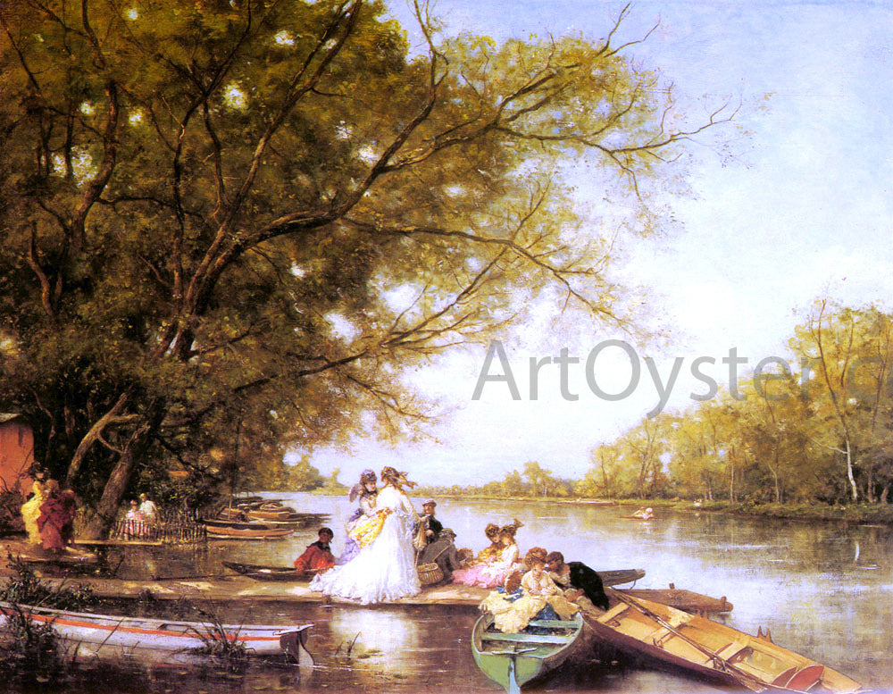  Ferdinand Heilbuth Boating Party on the Thames - Hand Painted Oil Painting