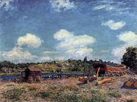  Alfred Sisley Boatyard at Saint-Mammes - Hand Painted Oil Painting