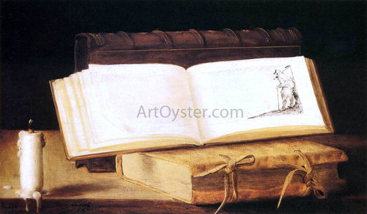  Sebastien Stoskopff Books and a Candle - Hand Painted Oil Painting