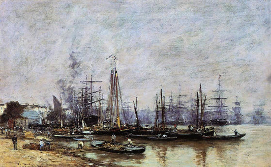  Eugene-Louis Boudin Bordeaux, the Port - Hand Painted Oil Painting
