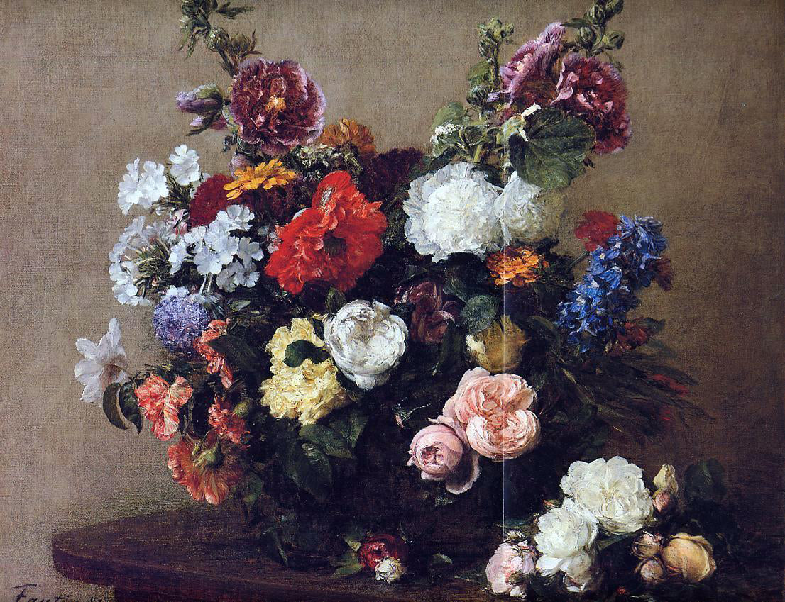 Henri Fantin-Latour Bouquet of Diverse Flowers - Hand Painted Oil Painting