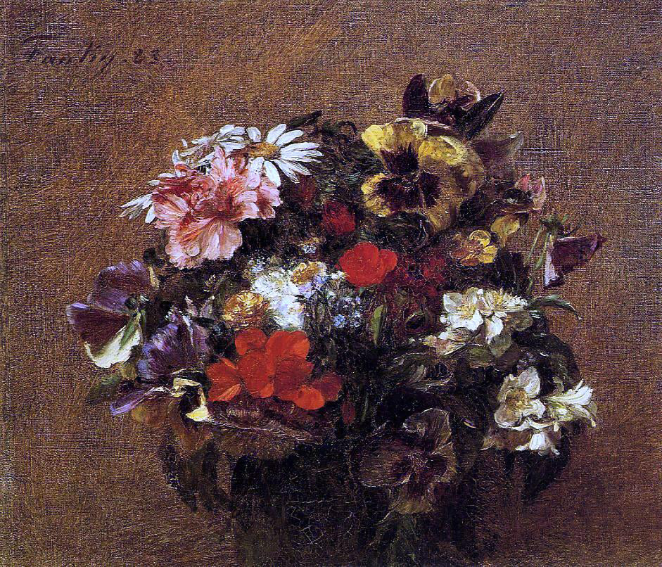  Henri Fantin-Latour Bouquet of Flowers: Pansies - Hand Painted Oil Painting