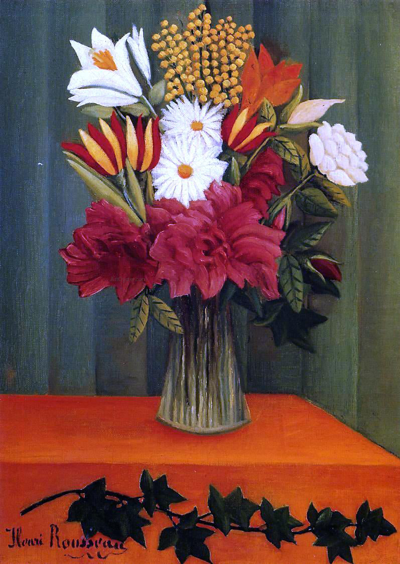  Henri Rousseau Bouquet of Flowers with an Ivy Branch - Hand Painted Oil Painting