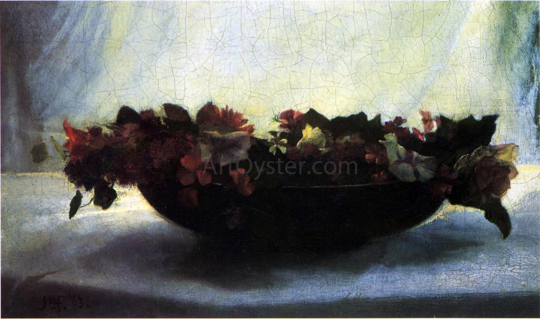  John La Farge Bowl of Flowers - Hand Painted Oil Painting