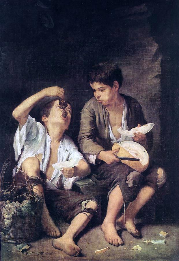  Bartolome Esteban Murillo Boys Eating Fruit (Grape and Melon Eaters) - Hand Painted Oil Painting