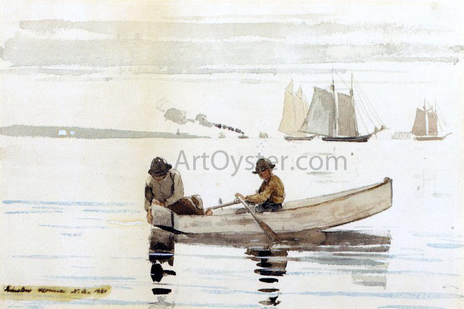  Winslow Homer Boys Fishing, Gloucester Harbor - Hand Painted Oil Painting