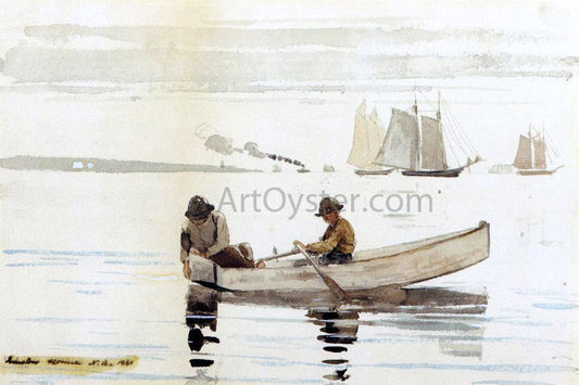  Winslow Homer Boys Fishing, Gloucester Harbor - Hand Painted Oil Painting