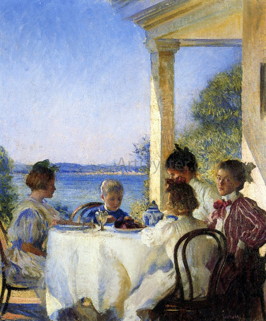  Edmund Tarbell Breakfast on the Piazza - Hand Painted Oil Painting