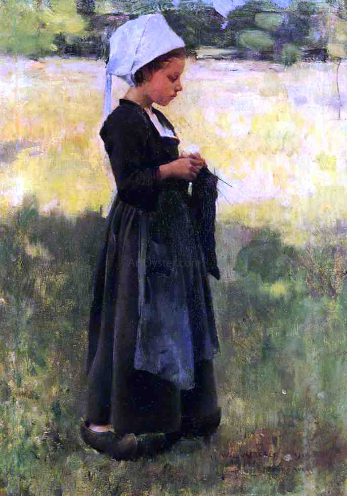  Willard Leroy Metcalf Breton Girl - Hand Painted Oil Painting