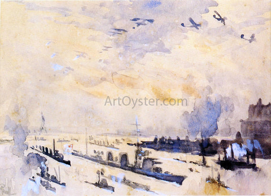  Joseph Pennell Bringing Home the Heroes After the Zeppelin Explosion - Hand Painted Oil Painting