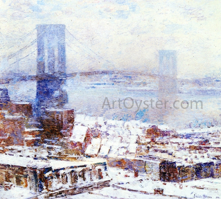  Frederick Childe Hassam Brooklyn Bridge in Winter - Hand Painted Oil Painting