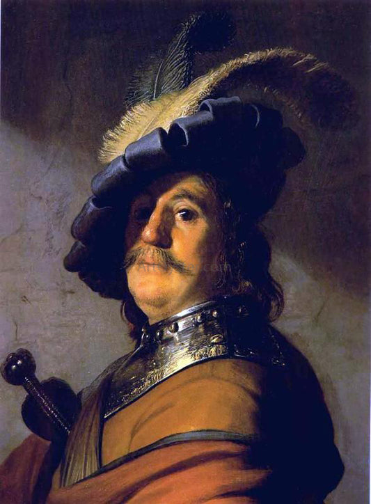  Rembrandt Van Rijn Bust with a Gorge and Plumed Hat - Hand Painted Oil Painting
