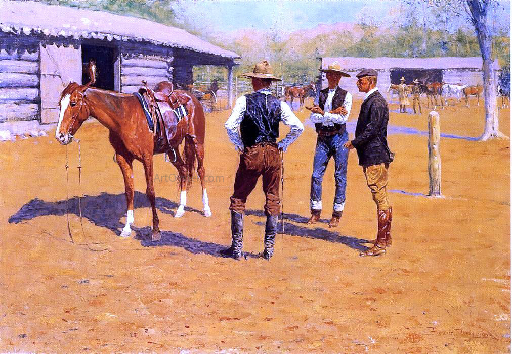  Frederic Remington Buying Polo Ponies in the West - Hand Painted Oil Painting