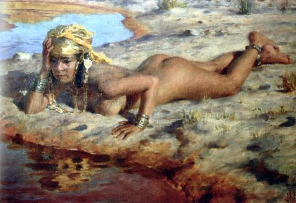  Etienne Dinet By the Wadi - Hand Painted Oil Painting