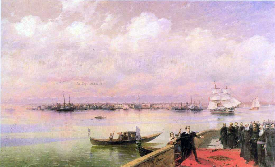  Ivan Constantinovich Aivazovsky Byron Visiting Mhitarists on Island of St. Lazarus in Venice - Hand Painted Oil Painting