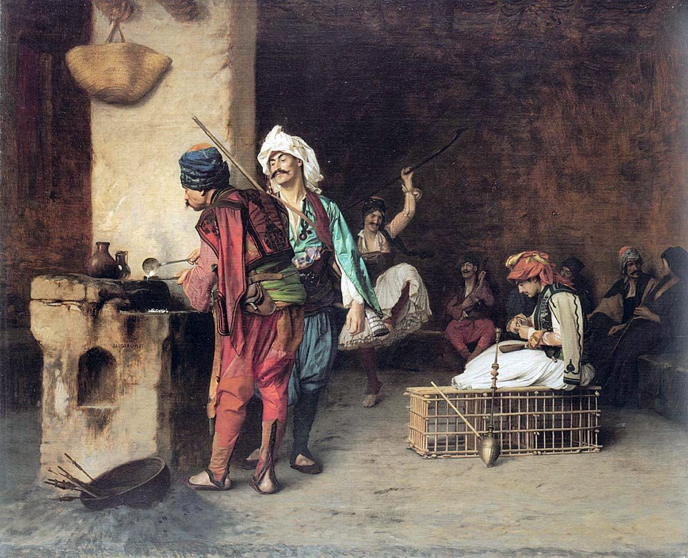  Jean-Leon Gerome Cafe House, Cairo (also known as Casting Bullets) - Hand Painted Oil Painting