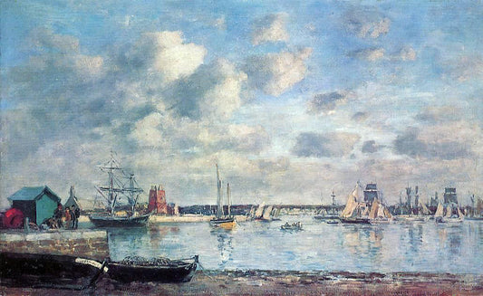  Eugene-Louis Boudin Camaret, Boats in the Harbor - Hand Painted Oil Painting