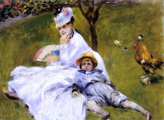 Pierre Auguste Renoir Camille Monet and Her Son Jean in the Garden at Argenteuil - Hand Painted Oil Painting