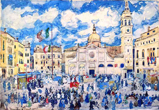  Maurice Prendergast Campo Santa Maria Formosa, Venice - Hand Painted Oil Painting