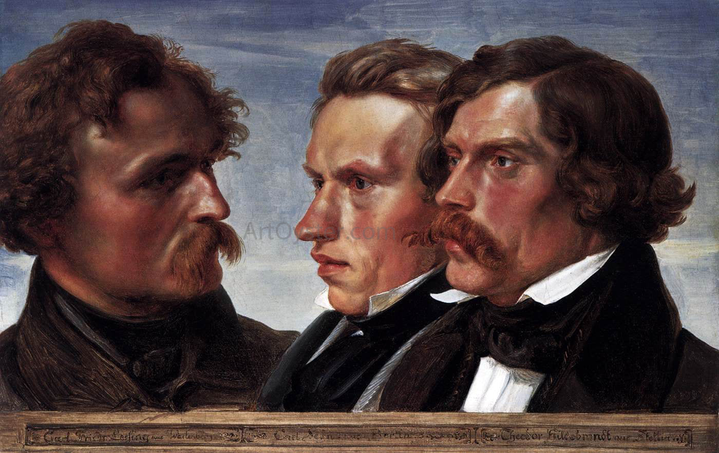  Julius Hubner Carl Friedrich Lessing, Carl Sohn, and Theodor Hildebrandt - Hand Painted Oil Painting