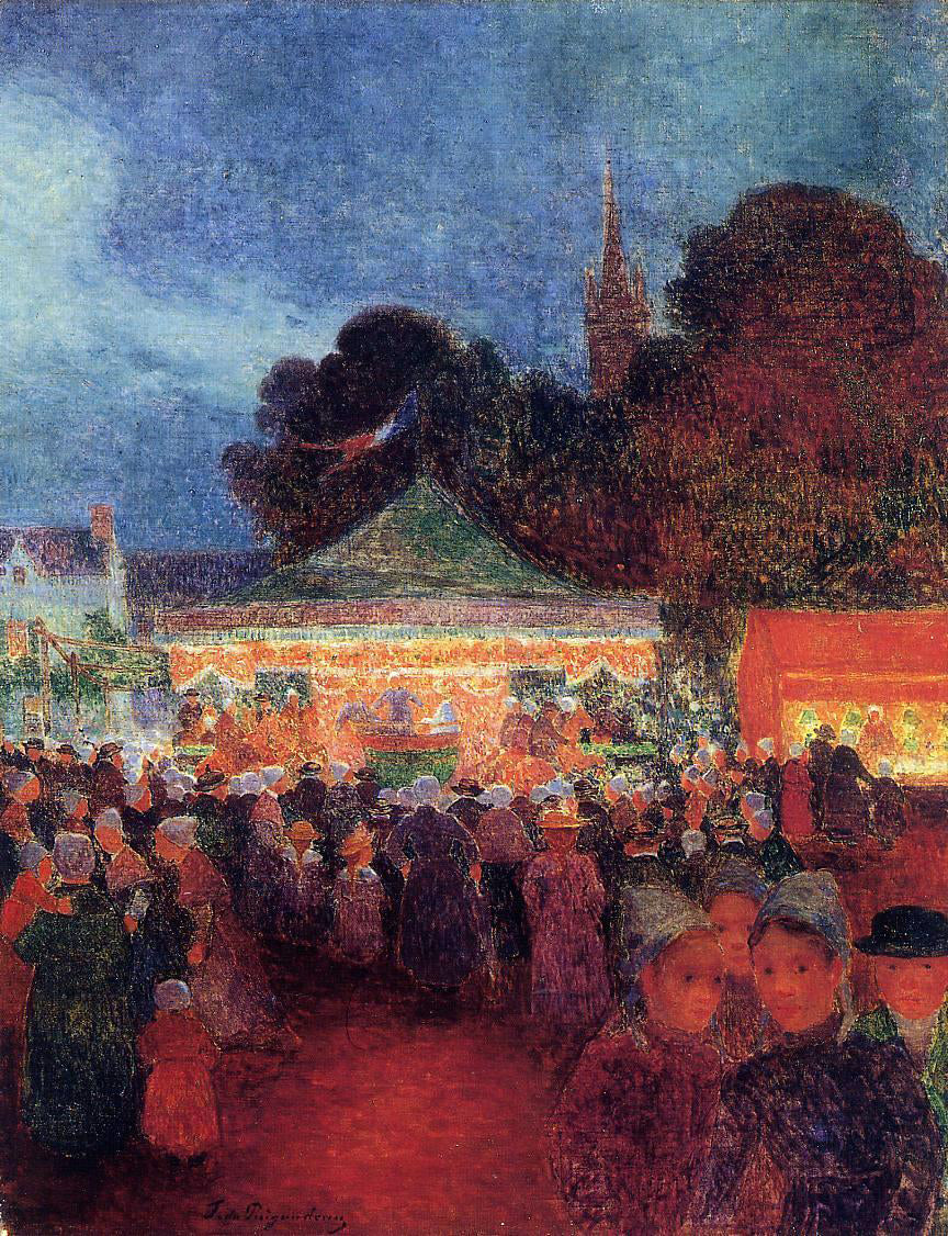  Ferdinand Du Puigaudeau Carnival at Night in Croisic - Hand Painted Oil Painting