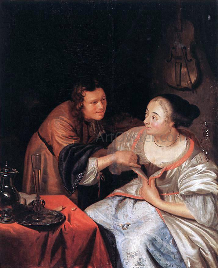  The Elder Frans Van  Mieris Carousing Couple - Hand Painted Oil Painting