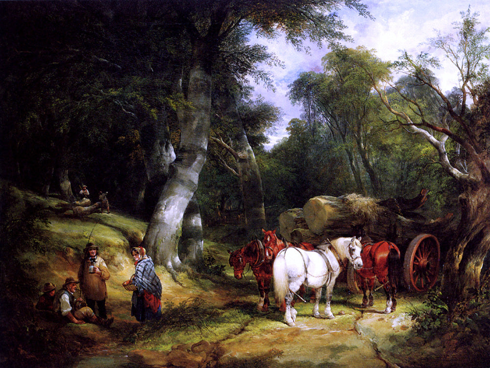 Senior William Shayer Carting Timber In The New Forest - Hand Painted Oil Painting