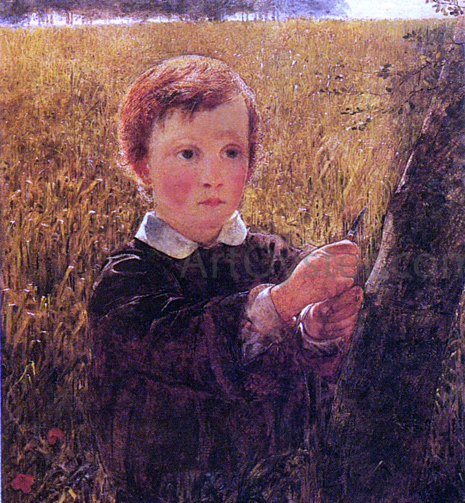  William Davis Carving His Name - Hand Painted Oil Painting