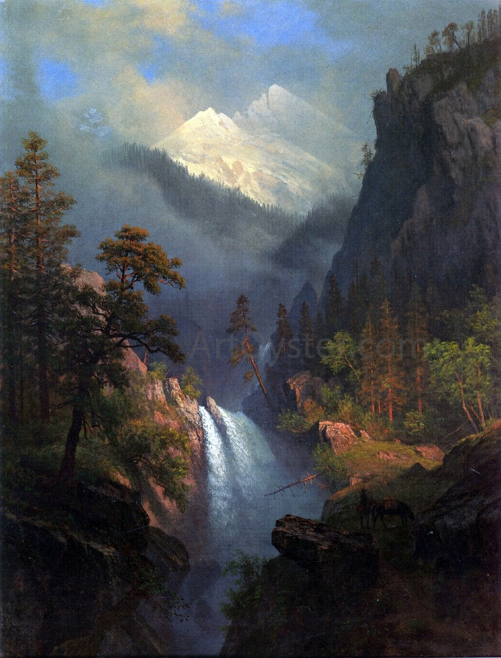  Albert Bierstadt Cascading Falls at Sunset - Hand Painted Oil Painting