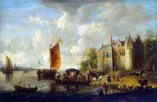 Peter Van den Velde Castle on a River Bank - Hand Painted Oil Painting