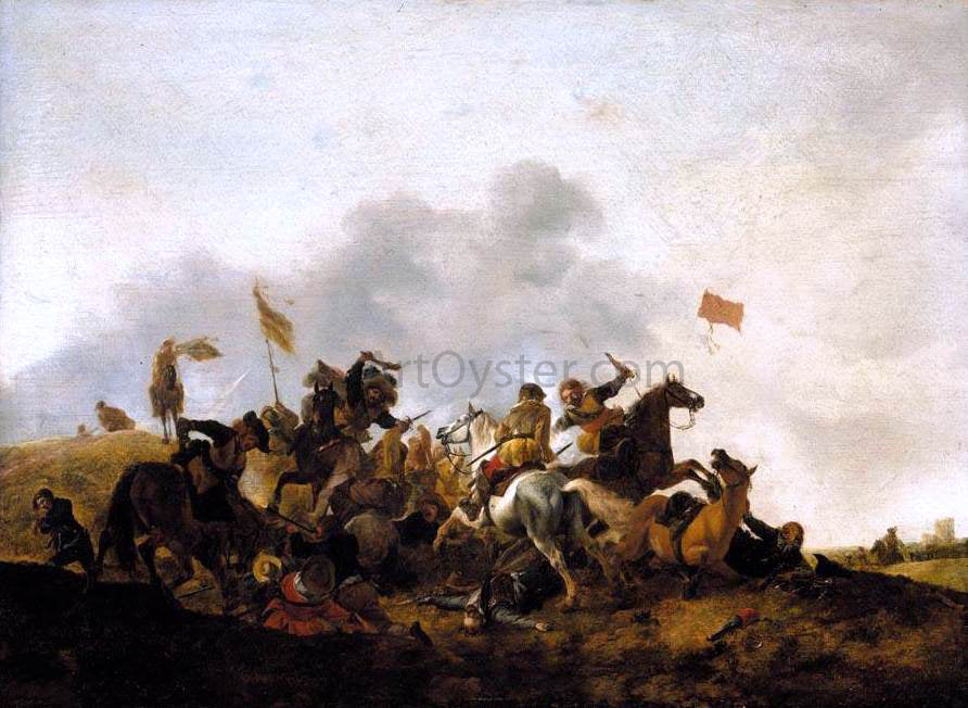  Philips Wouwerman Cavalry Skirmish - Hand Painted Oil Painting
