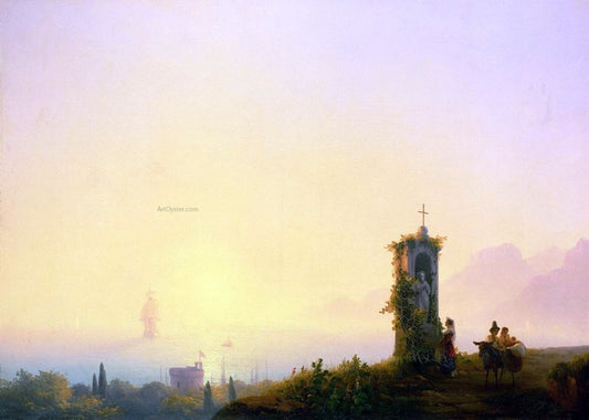  Ivan Constantinovich Aivazovsky Chapel on seashore - Hand Painted Oil Painting