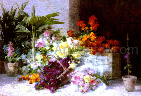  Andre Perrachon Chez la Marchande de Fleurs - Hand Painted Oil Painting