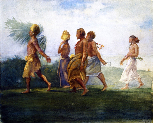  John La Farge Chiefs and Chiefesses Passing on Their Way to a Great Conference, Evening, Samoa - Hand Painted Oil Painting
