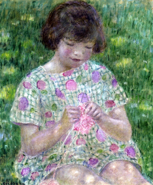  Frederick Carl Frieseke Child Knitting - Hand Painted Oil Painting