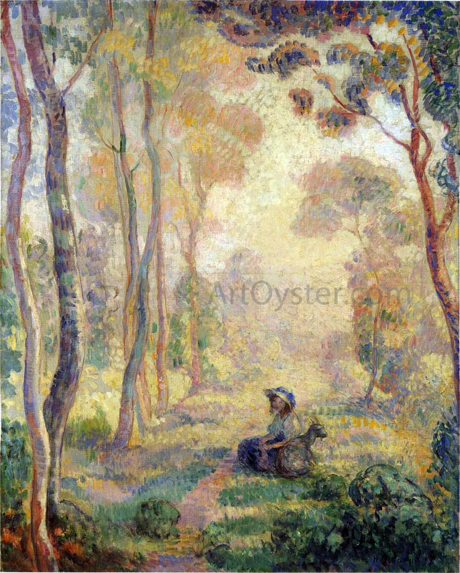 Henri Lebasque Child with Goat in the Pierrefonds Forest - Hand Painted Oil Painting