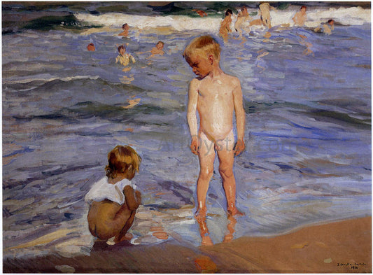  Joaquin Sorolla Y Bastida Children Bathing in the Afternoon Sun - Hand Painted Oil Painting