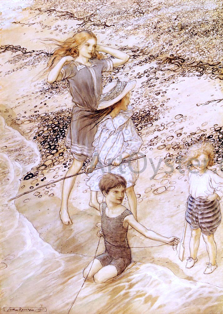  Arthur Rackham Children by the Sea - Hand Painted Oil Painting