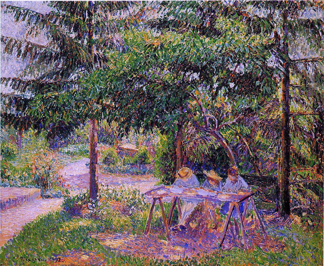  Camille Pissarro Children in a Garden at Eragny - Hand Painted Oil Painting