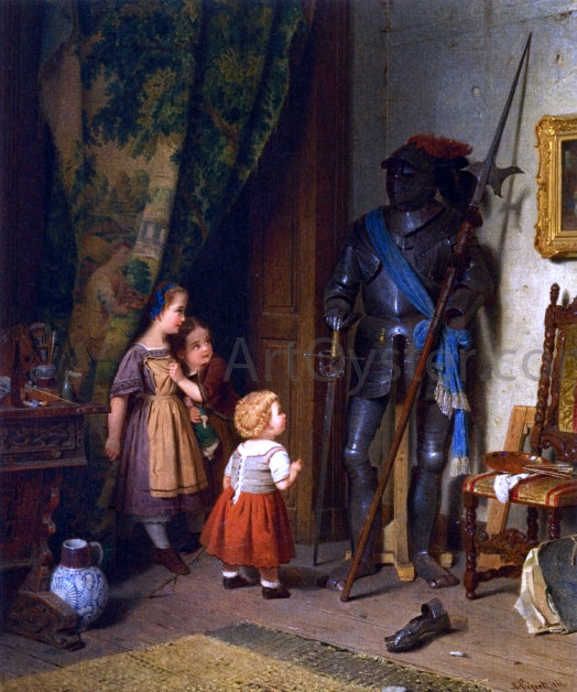  August Friedrich Siegert Children in the Painter's Studio - Hand Painted Oil Painting