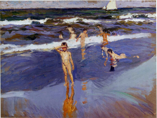  Joaquin Sorolla Y Bastida Children in the Sea, Valencia Beach - Hand Painted Oil Painting