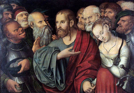  The Younger Lucas Cranach Christ and the Woman Taken in Adultery - Hand Painted Oil Painting